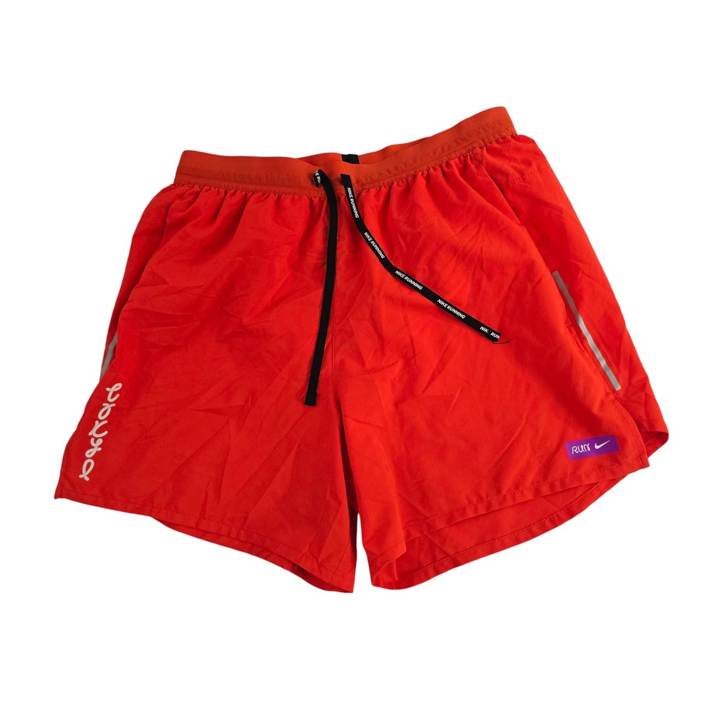 Nike Men's Red Athletic Shorts with Black Drawstring